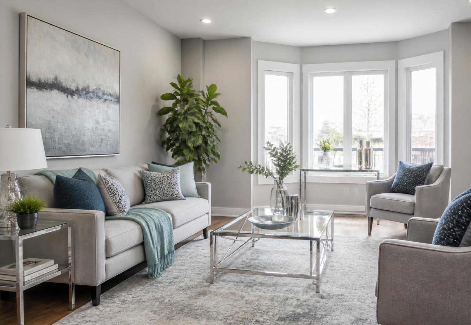 Sunlit, freshly cleaned living room in a North Jersey home